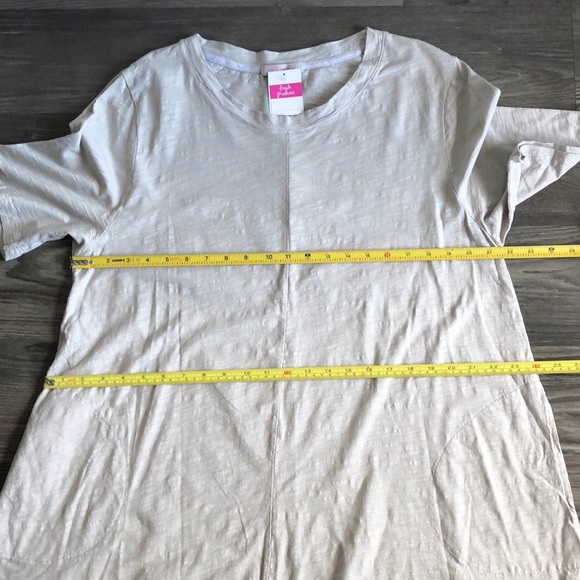 NWT Fresh Produce Lorna Short Sleeve Shirt Dress Cloud Grey Beige 1X Pockets - Picture 15 of 16